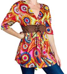 Inc. Women’s 60’s Hippie Floral Halloween Costume Top