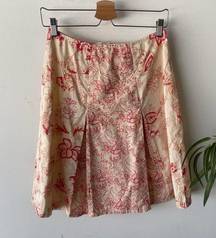 Pura Vida Pink Floral Pleated Knee Length Skirt