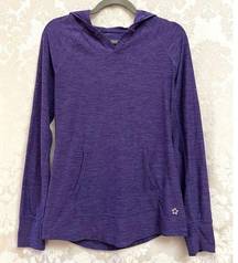 Women’s Purple Hooded Pullover Size M GUC Front Pocket Thumbholes