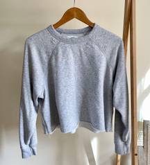 Aerie Sunday Soft Distressed Crewneck Cropped Sweatshirt in Light Gray - M