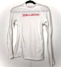 Billabong  UPF Rash Guard Long Sleeve Shirt White Red Logo