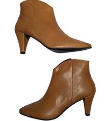 Roolee Camel Tan Leather Pointed Toe High Cone Heel Western Ankle Boots 41 10