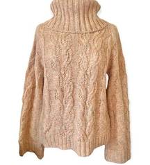 Knit Turtleneck Sweater Size Medium Style 31112 Tan Caramel Oversized