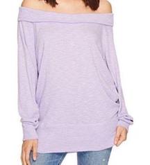 Free People Palisades Off-The-Shoulder Sweater Top Lavender Lilac Dust Size M