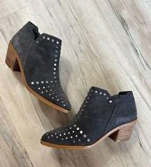 1. State Loka studded suede leather almond toe booties