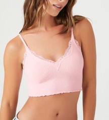 Forever 21 NWT  baby pink seamless Seamless Lace-Trim cropped tank top