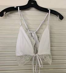 SM Zaful Lacey white tie up triangle top