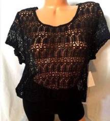 Black short sleeve crotchet top never worn