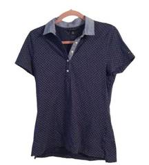 Tommy Hilfiger  blue short sleeve polo collar womens Large L dots VNC