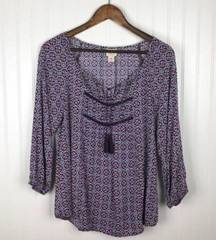 Mossimo Supply Co. MULTI Purple Geometric Print Blouse Size M