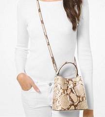 Michael Kors  Suri Python Small Bucket Bag Purse Tan Beige Brown Crossbody