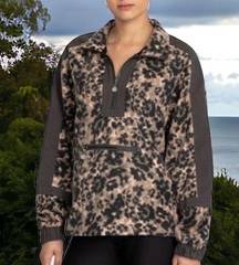 Johnny Was Calme Animal Print Jacket Women Size M Half Zip Soft Fleece NWT