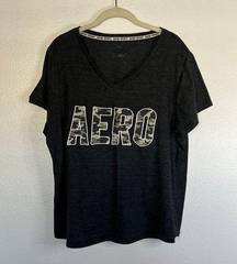 Aeropostale EUC Aero Sport Camo Short Dark Grey Sleeve Tshirt sz XL