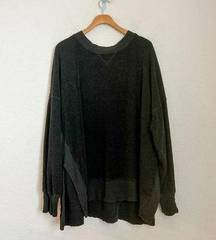 Aerie  black Fleece Oversized Crewneck Sweater size XXL