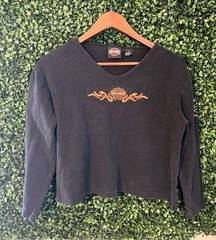 Vintage Harley Davidson Long Sleeve Cropped Top Size Small