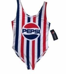 Pepsi Striped One Piece Swimsuit Size L