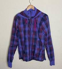 Lululemon  plaid print‎ purple full zip jacket with hoodie and pockets