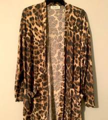 Leopard print cardigan knee length small, NWOT