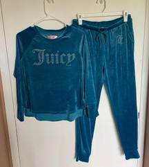 Juicy Couture Like New Y2K Blue Velour Matching PJ Set (S)