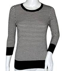 Ann Taylor Sweater Womens XS Black White Geometric Lightweight Casual Academia