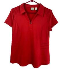 Zenergy Golf by Chicos 1 Polo Shirt Womens M 8 Short Slv Collar Red UV Protect