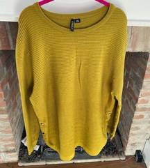 Ethyl Green Ribbed Wide Neck Side Buttons size XL Slouchy & Cozy loungewear