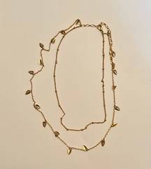 leaf double layered necklace