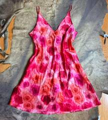 American Vintage Pink And Red Floral Print Slip Dress