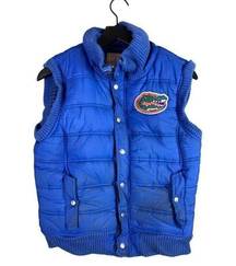 Florida Gators PINK Jacket Vest Puffer Juniors Size Large Puff Button NCAA Blue