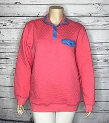 Properly Tied NWT Size XL Pink w/ Blue Trim Quilted Pullover Sweatshirt Top