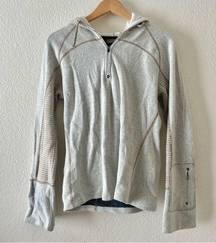 PrAna Sweater 1/4 Zip Hooded Gray Wool Blend Pullover