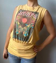 Daydreamer x Free People The Doors Butterfly Poster Ruched Tee Dress Size XS