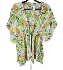 LC Lauren Conrad Swim Cover Up Womens One Size Tropical Bird Beach Coastal Vacay