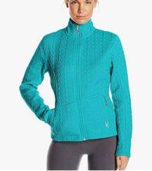 Spyder Major Cable Stryke Sweater Full Zip Jacket Blue Medium