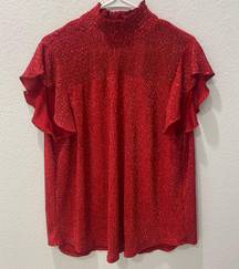 Red Ruffled Top Size Xl