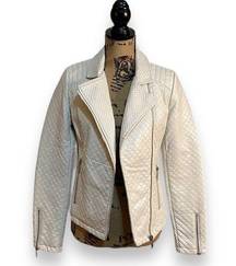 Windsor  Faux Leather Ivory Moto Jacket Women’s Size Small