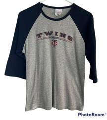 Minnesota Twins Baseball Gray 3/4 Sleeve Women’s T-Shirt Size Medium