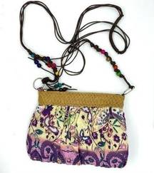 Cappelli Straworld Beaded Butterfly Floral Beaded Ruffled Crossbody Handbag