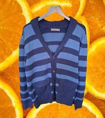 Suzy Shier Light and Dark Blue Cardigan With Pockets Size Large‎