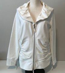 Katherine Barclay cream full zip knit jacket Sz L