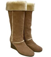 HILLARD & HANSON Aspen Wedge Boots Sz 8 Faux Fur Mid Length