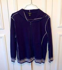 Peck & Peck Navy Blue Zip Up Hoodie 1X