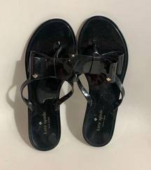 Kate Spade  Jayla Black Jelly Bow Flip Flops Sandals