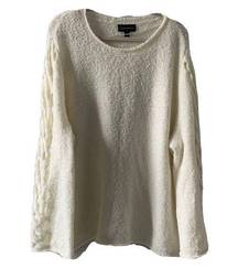 Lane Bryant  Womens Plus Size 20 22 Ivory Wool Blend Chunky Knit Pullover Sweater