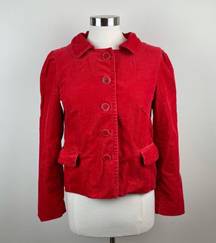 J.Crew  Red Corduroy Button Down Collared Jacket