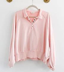 Peach Love Boutique Collar Henley Pullover Sweatshirt