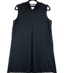 Jordan Taylor Womens Size L Sleeveless Jacket Textured Hood Black Stretch NEW