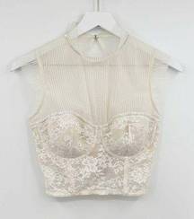 Victoria's Secret  Sexy Tulle Pleated Floral Lace Corset Top Size 36C