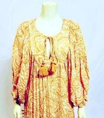 Boho Corn Yellow Puff Balloon Sleeve SZ 6 Maxi MNG Primitive Style Dress NWT