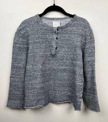 Billy Reid Heathered Gray Wool Henley Sweater - size XL